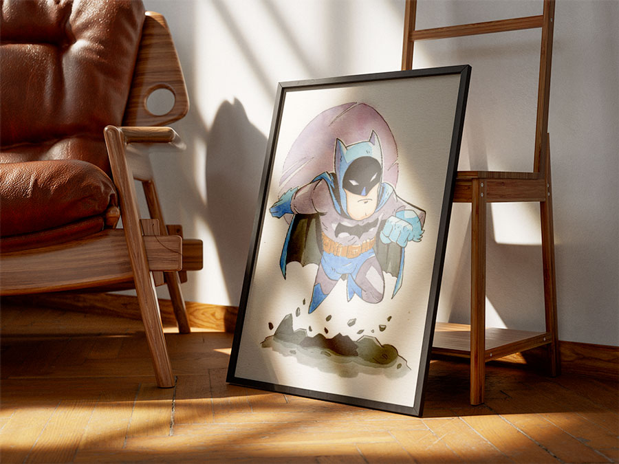 Reproduction d'après modèle - Feutre noir, Posca noir et aquarelle