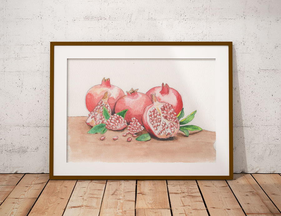 Reproduction d'après photo - Feutre noir et aquarelle